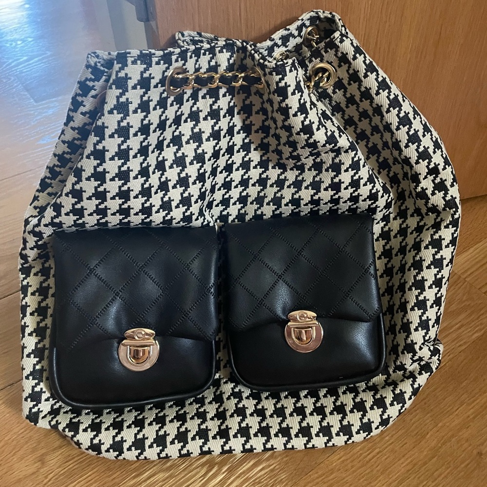 Vici Black and White Houndstooth Backpack
